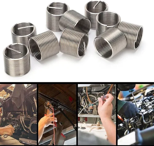 Vista 3 de Hilitand 10 piezas de insertos de rosca de alambre de acero, kit de enchufe de reparación de rosca de acero inoxidable M18x1.5x1.5D, se puede