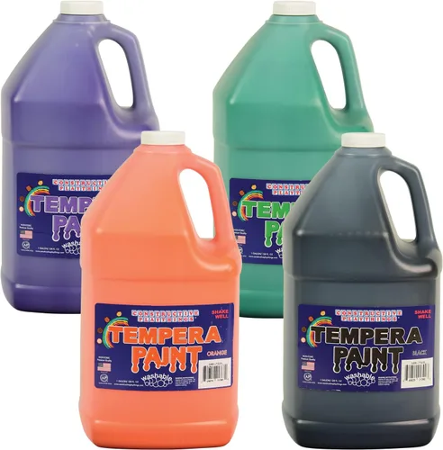 Vista 13 de Constructive Playthings Pintura de témpera lavable para niños, suministros de pintura para el aula, 1 galón, verde