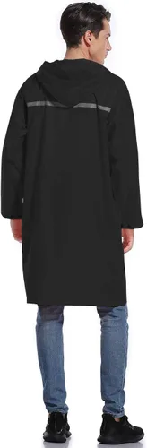 Vista 3 de Chaqueta de lluvia de seguridad larga con capucha para hombre, impermeable, poncho de emergencia