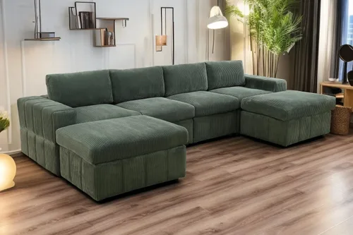 Vista 28 de A Ainehome Juego de sofá modular modular con otomanas de gran tamaño en forma de U, sofá modular de 7 asientos con tumbonas reversibles para sala