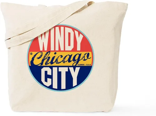 Vista 12 de CafePress Bolsa de compras de lona beige natural reutilizable con bandera de Chicago
