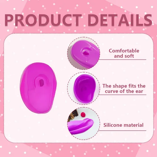 Vista 3 de 3 pares de orejeras de silicona suave para teñir el cabello, cubierta protectora para el oído, protección para el tratamiento del cabello