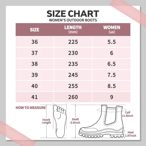 Vista 7 de Hsttgsr Botas de lluvia para mujer, cómodos botines elásticos para adultos, botas Chelsea de tacón medio a la moda, impermeables, antideslizantes