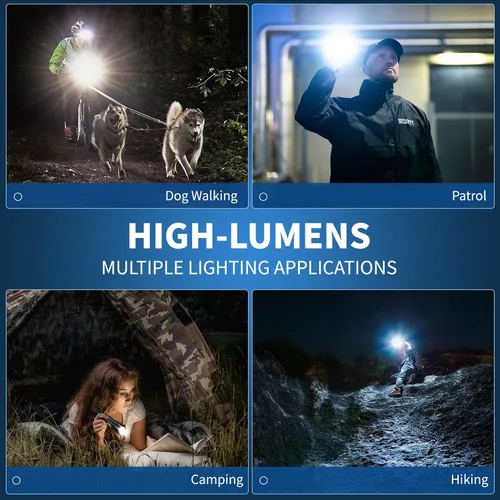 Vista 8 de Linternas recargables de alto lúmenes, 99,000 LM linterna LED brillante alimentada, linternas recargables USB y luces flash de mano impermeables