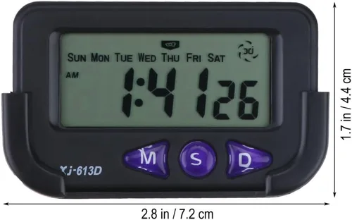 Vista 2 de Wakauto Reloj digital de coche alarma segundo cronógrafo reloj electrónico alarma de cabecera con pantalla LCD para dormitorio pared viaje (negro)