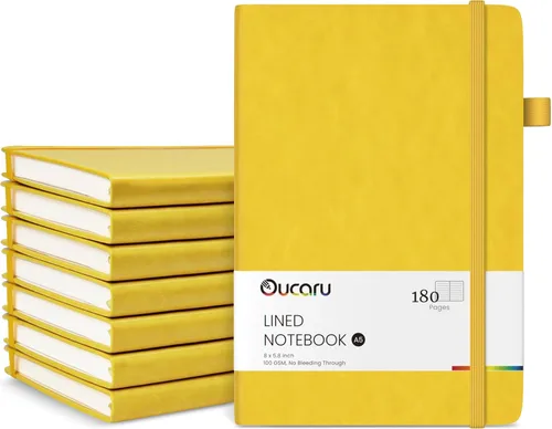 Vista 8 de Oucaru Cuaderno rayado, paquete de 8, 180 páginas, diarios A5 para escribir, papel grueso de 100 GSM, cuadernos pequeños diarios para mujeres