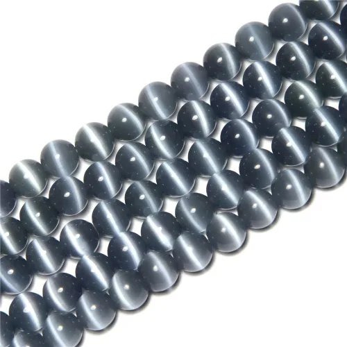 Vista 9 de Cuentas de Ojo de Gato Negro, Redondas de 6 mm, Piedras Preciosas Semipreciosas Sueltas para Fabricación de Joyas (63-66 piezas/cadena)