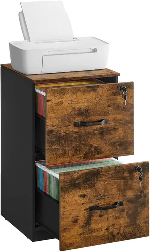Vista 10 de VASAGLE Archivador de 2 cajones con cerradura, soporte de impresora, organizador de archivador de oficina, para documentos tamaño A4 y carta, blanco