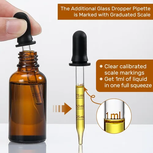 Vista 4 de AOZITA Paquete de 4 botellas cuentagotas de 1 oz, Ámbar
