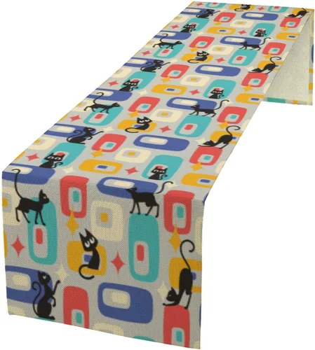 Vista 10 de Camino de mesa con estampado de piel de vaca, lino y algodón, rústico, estilo occidental, color negro, marrón, piel de vaca, para decoración