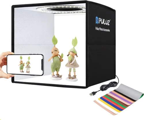 Vista 9 de PULUZ Caja de luz portátil para estudio fotográfico, caja de fotos grande de 24.6 x 16 pulgadas, kit de estudio profesional regulable con 672 luces