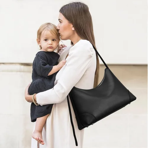 Vista 2 de S-ZONE Monederos de cuero genuino para mujer, bolso de hombro, bolsos de mano, correa ajustable