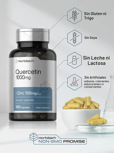 Vista 5 de Horbäach Quercetina 1000mg 100 Cápsulas con 100 mg de Zinc