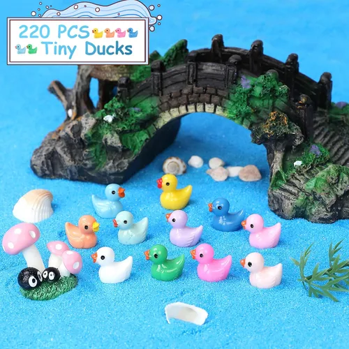 Vista 4 de JIUZHU 220 Piezas Mini Patos de Resina Patos Pequeños Fiesta de Cumpleaños Figura en Miniatura Paisaje Acuario Decoración DIY Bonsái