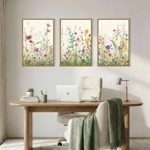 Vista 66 de Lienzo decorativo abstracto grande con marco naranja quemado, decoración de pared azul neutro y negro, arte moderno con pinceladas, impresión