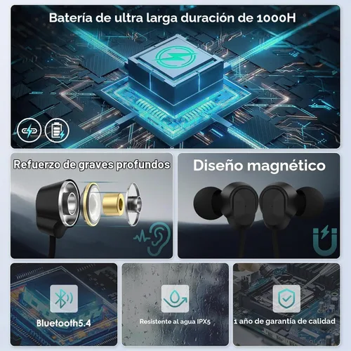 Vista 7 de Auriculares Bluetooth con banda para el cuello, auricular Bluetooth con 2-Verdoso