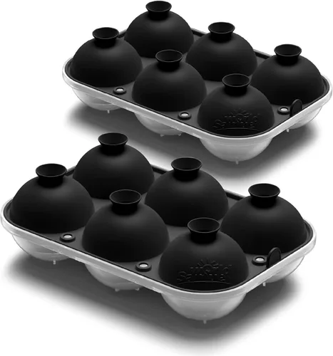 Vista 16 de Samuelworld - Gran molde para bolas de hielo con tapa, bolas de hielo de 6 x 2,5 pulgadas - Sin BPA, bandeja de hielo redonda de silicona fácil