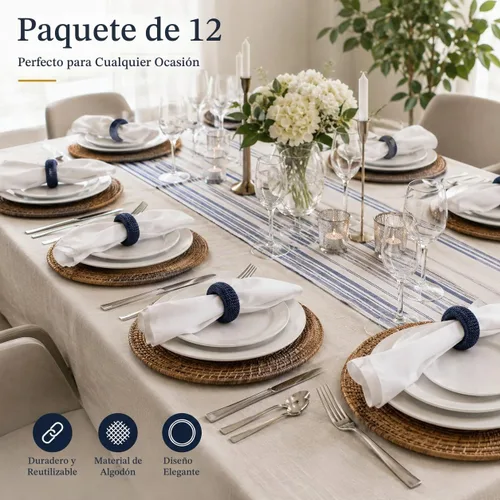 Vista 8 de Servilleteros rústicos juego de 12 - Soportes de servilleta de rayón para decoración de mesa, bodas, cenas y uso diario - Servilleteros