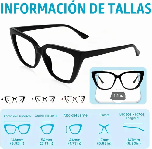 Vista 5 de Gafas de lectura de gran tamaño para mujer, diseño de ojo de gato, 1.0, 1.25, 1.5, 1.75, 2.0, 2.25, 2.5, 2.75, 3.0, 3.5, 4.0 Negro
