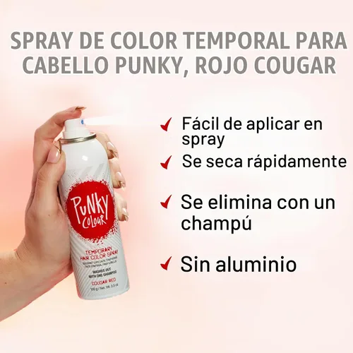 Vista 2 de Punky Spray de Color Temporal para el Cabello, Rojo Cougar, Tinte en Spray para el Cabello No Dañino, Color de Cabello Vívido Instantáneo, 3.5 oz