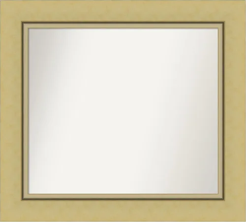 Vista 88 de Amanti Art Landon Gold Espejo de baño, espejo de pared o espejo de tocador de baño sobre el fregadero (26.25 x 26.25 pulgadas) Espejo no biselado