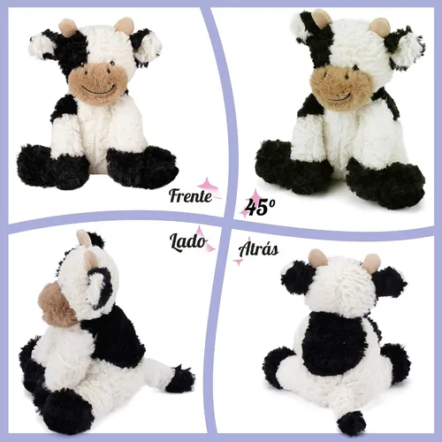 Vista 4 de Hopearl Adorable Vaca de Peluche, Juguetes de Vaca Flexible Suave, Animales de Peluche, Regalos de Cumpleaños Lindos para Niños, Niñas, Niños