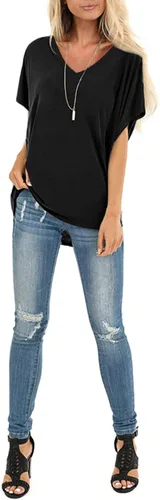 Vista 3 de SAMPEEL - Camisetas de manga corta doman con cuello en V para mujer casuales para el verano