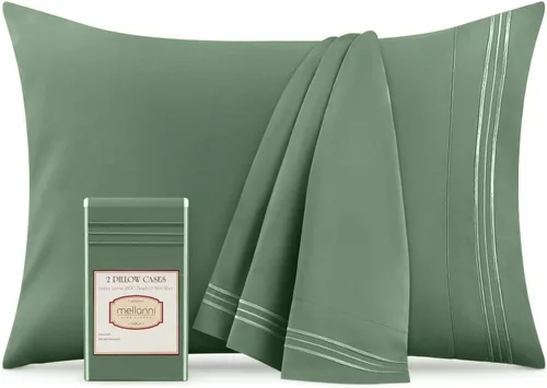 Vista 46 de Mellanni Fundas de almohada de lujo, extrasuaves, refrescantes, fundas de almohada de 12 piezas de la colección icónica, cierre de sobre