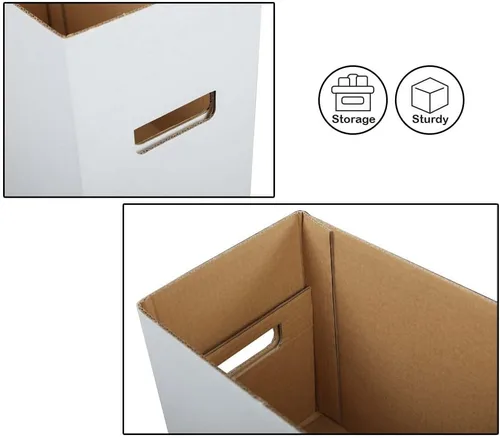 Vista 5 de G-PLUS Caja de almacenamiento para cómics de cómics con capacidad para 150-175 cómics, plegable y apilable, caja corta a prueba de humedad, cartón