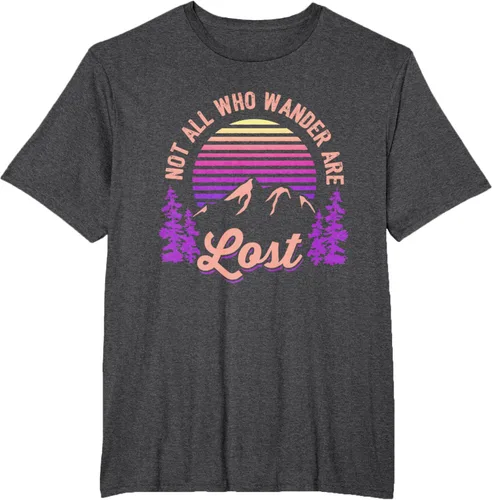 Vista 65 de Not All Who Wander Are Lost Vintage Mountains - Camiseta de senderismo, Negro, S