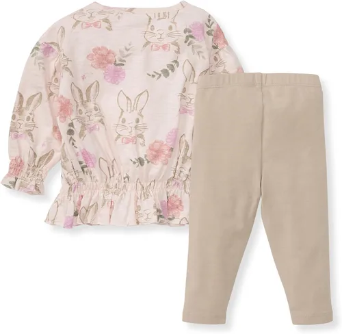 Vista 2 de Burt's Bees Baby - Conjunto de camiseta de manga larga y pantalón para niña, 100% algodón orgánico