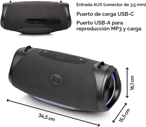 Vista 8 de TAZATA Altavoces Bluetooth inalámbricos para exteriores, sonido fuerte de MAX-negro