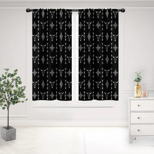 Vista 38 de Cortinas de cocina de estilo granja occidental con bolsillo para cortinero, pequeñas y cortas, estilo café rústico, cabaña, puerta de granero