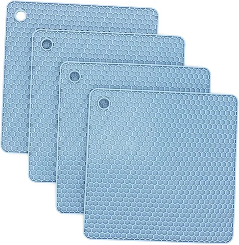 Vista 13 de Juego de 2 salvamanteles de silicona de 9 x 12 pulgadas, multiuso, antideslizantes, flexibles, duraderos, resistentes al calor, color rojo, verde