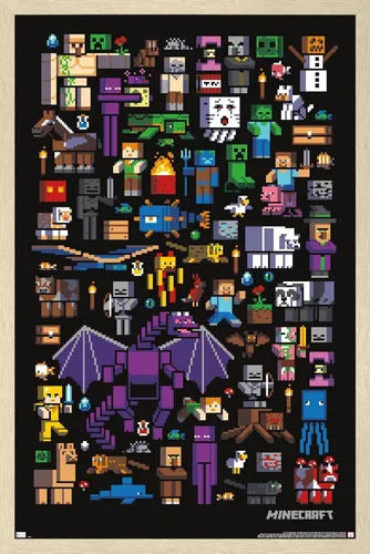 Vista 11 de Trends International Minecraft - Póster de pared de Mobbery, 14.725 x 22.375 pulgadas, versión con marco de madera tipo granero
