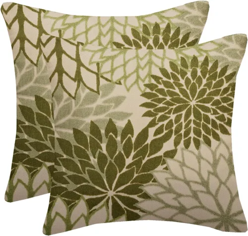 Vista 18 de Fundas de almohada azul marino verde 16x16 pulgadas, juego de 2 fundas de almohada rústicas, almohadas decorativas de aguamarina naranja floral