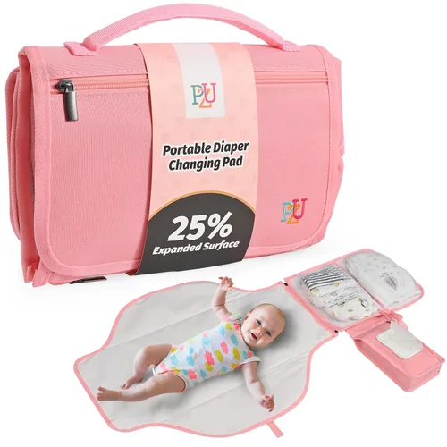 Vista 10 de Cambiador de pañales portátil, cambiador portátil con bolsillo para toallitas, cambiador de pañales impermeable, cambiador portátil para bebé, Negro