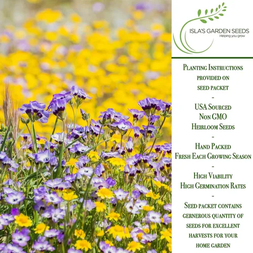 Vista 2 de Gilia Semillas de flores de ojo de pájaro para plantar, más de 2500 semillas de flores por paquete, semillas de jardín de Isla