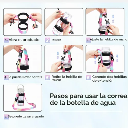 Vista 2 de EasyAcc Correa de Soporte para Botella de Agua, para Owala FreeSip 24 32 40 oz, Hydro Flask, Cirkul, Yeti, Stanley Flip, Botellas de Agua