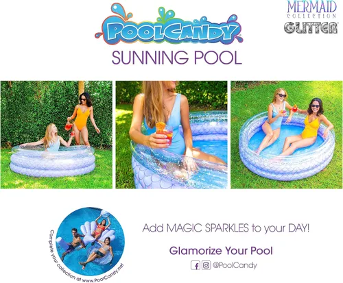 Vista 5 de Colección de juguetes inflables con diseño de sirena de PoolCandy, flotadores de piscina, pelotas de playa, piscinas para tomar el sol, balsas