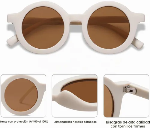 Vista 2 de SOJOS - Lentes de sol redondos polarizados para niños y niñas, protección ultravioleta 400 (UV400), lentes de sol para las vacaciones en la playa