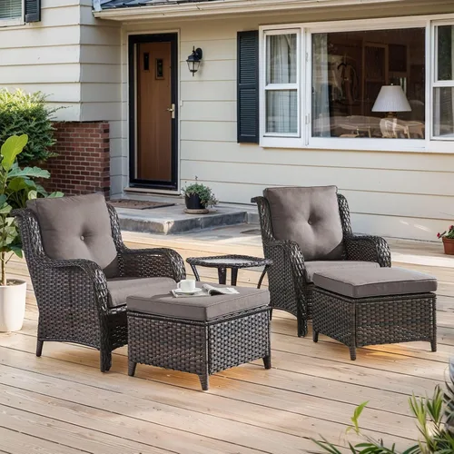 Vista 86 de Belord Mesa auxiliar pequeña para exteriores, mesa de mimbre de vidrio templado, mesa de centro impermeable para patio, mesa auxiliar de ratán