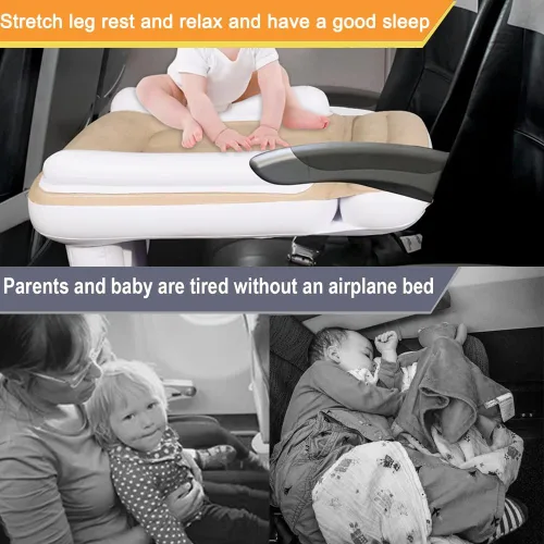Vista 2 de Cama de Avión para Niños Pequeños Artículos Esenciales de Viaje: Camas Portátiles para Niños GEMGO con Bomba de Aire - Cama Inflable de Avión