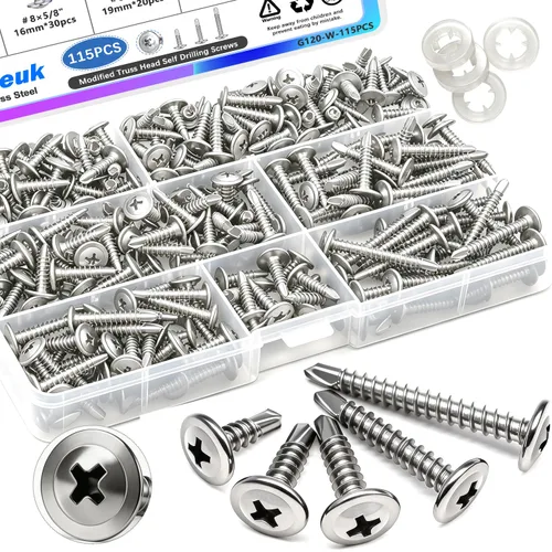 Vista 15 de mxuteuk - 1600 tornillos autorroscantes #8#10 para metal, acero inoxidable