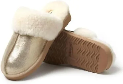 Vista 47 de Dearfoams Fireside Sydney Pantuflas anchas de piel de oveja para mujer, para interiores y exteriores