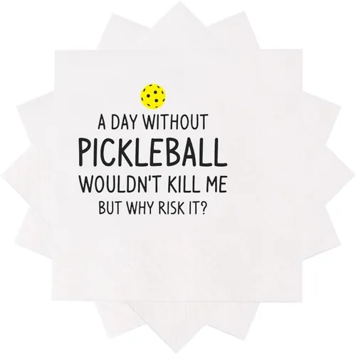 Vista 2 de Divertidas servilletas de cóctel con cita de pickleball, 50 unidades al día sin pickleball Wouldn't Kill Me But Why Risk It Servilletas desechables