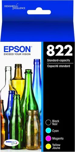 Vista 2 de EPSON T822 DURABrite Ultra - Tinta de capacidad estándar negro y color - Paquete combinado de cartuchos (T822120-BCS) y cartucho negro T822