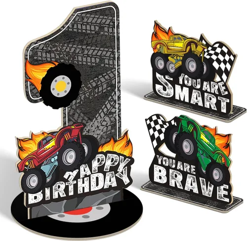 Vista 8 de Juego de 3 piezas de dinosaurios con signo de número de 2º cumpleaños, decoración de mesa de dinosaurios para niños y niños de 2º cumpleaños