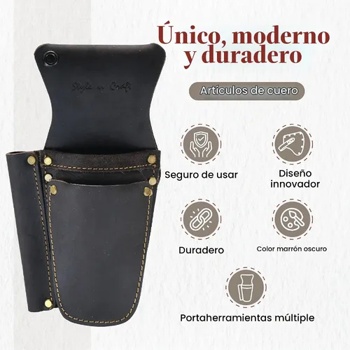 Vista 5 de Style N Craft 70012-Alicates dobles de bolsillo y soporte de punta de atún individual en cuero engrasado - marrón oscuro