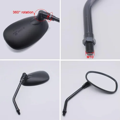 Vista 6 de Espejos laterales retrovisores para manillar de motocicleta, 0.394 in para Honda Sports Bike Cruiser Chopper Dirt Bike Scooter